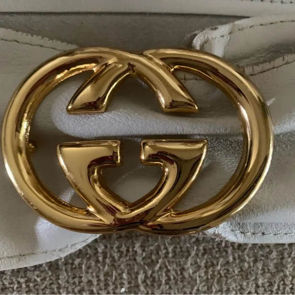 Gucci Gold GG interlocking stamped Gucci with number and Italy. Vintage 1970’s. OLD GUCCI 1970s PORTER GOLD GG INTERLOCKING PVC LEATHER  main image 4